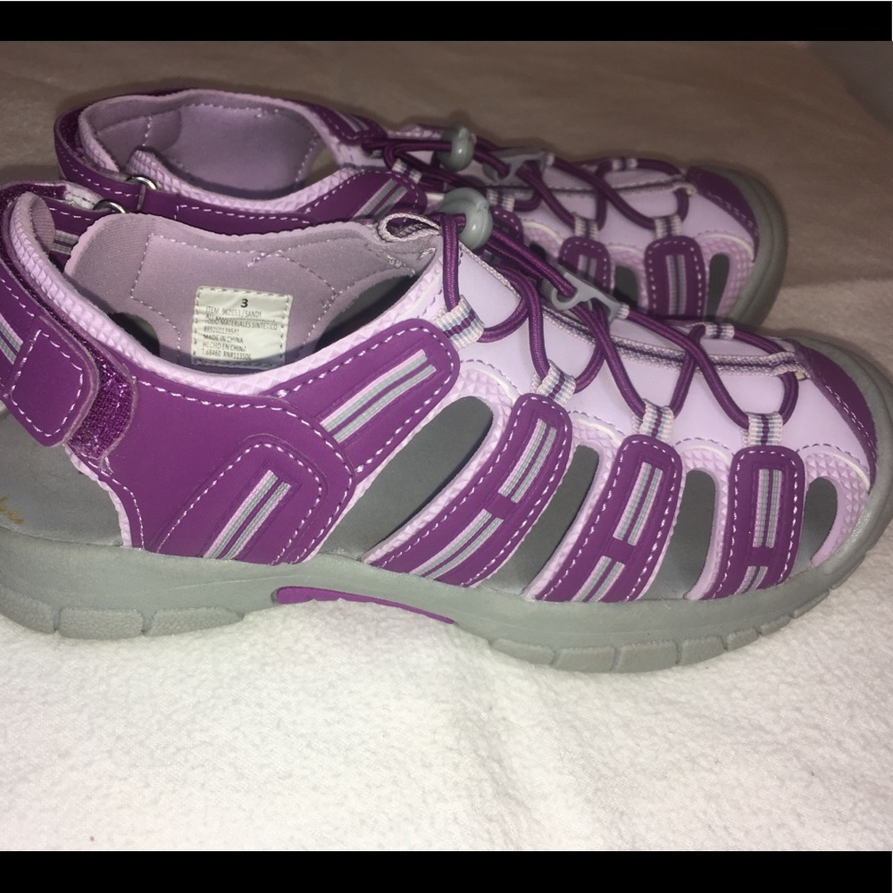 Khombu Girls Youth Sandy Sport Sandals — sz 3 — pink / purple